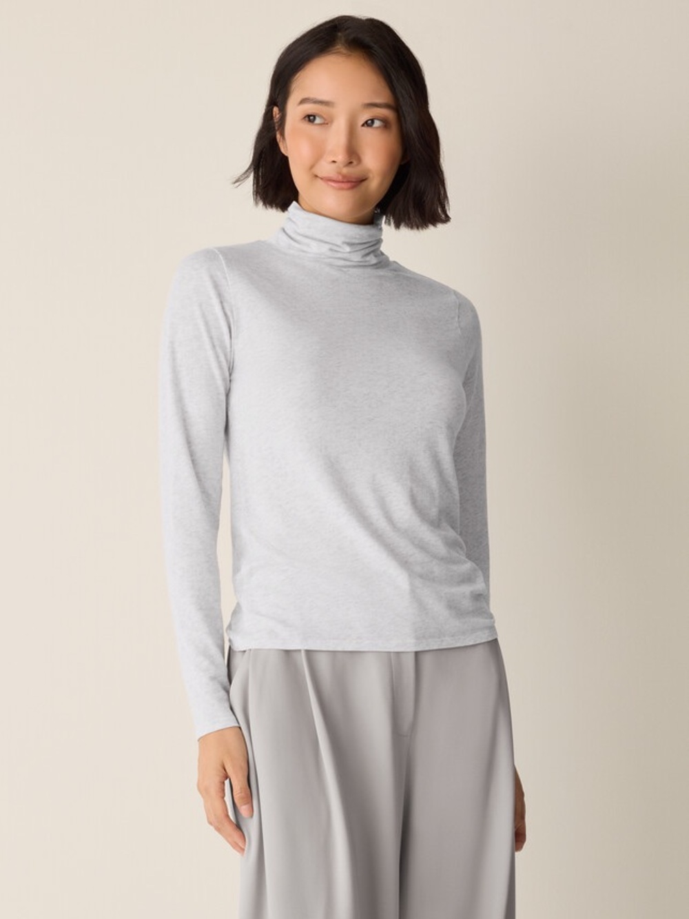 EILEEN FISHER SHEER KNIT TURTLENECK